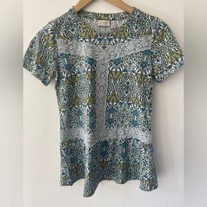 LOGO Lori Goldstein Size XXS Multi-Color Lagenlook Cottage Core Tunic Top